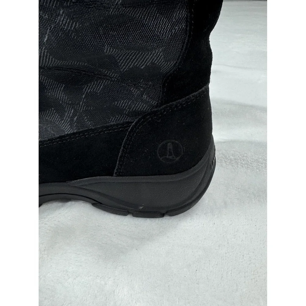 Lands End Thermolite Black Suede & Canvas Fleece Lined Boots‎ Womens Size 6.5